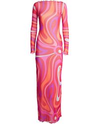 Emilio Pucci - Tulle Marmo Print Maxi Dress - Lyst