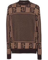 Balmain - Merino Wool Mini Monogram Sweater - Lyst