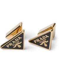 Prada - Enamel Triangle Logo Earrings - Lyst