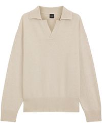 BOSS - Virgin Wool Polo Sweater - Lyst