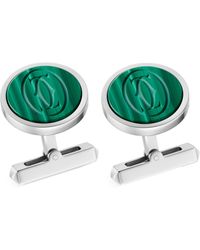 Cartier - Sterling Silver And Malachite Double C Cufflinks - Lyst