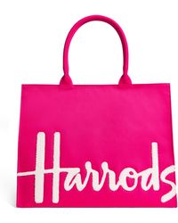 Harrods - Large Cotton Logo Tote Bag - Lyst