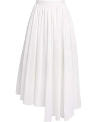 Self-Portrait - Poplin Asymmetric Midi Skirt - Lyst