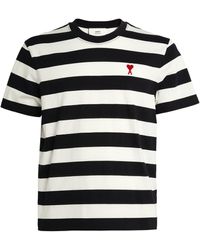 Ami Paris - Cotton Striped T-shirt - Lyst