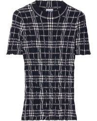 Burberry - Wool-Blend Crinkle Check T-Shirt - Lyst