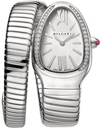 BVLGARI - Stainless Steel And Diamond Serpenti Tubogas Watch 35mm - Lyst