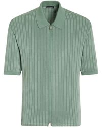 ZEGNA - Cotton-silk Zipped Polo Shirt - Lyst