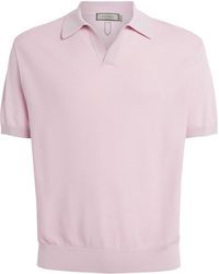 Canali - Cotton-Silk Open Collar Polo Shirt - Lyst