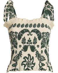 Sandro - Smocked Printed Crop Top - Lyst