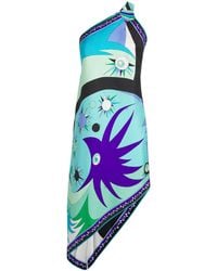 PUCCI - Silk One-Shoulder Midi Dress - Lyst