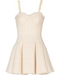 Balmain - Conchiglie Pleated Tweed Mini Dress - Lyst