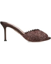 Aquazzura - Raffia Rio Flirt Heeled Mules 75 - Lyst