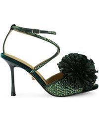Kurt Geiger - Embellished Pom Pom Heeled Sandals - Lyst