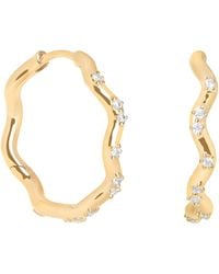 Astrid & Miyu - Plated Sterling And Cubic Zirconia Ripple Hoop Earrings - Lyst