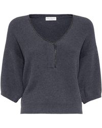 Brunello Cucinelli - Cotton Short-sleeve Sweater - Lyst