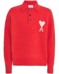 Ami Paris - Alpaca-Blend Ami De Coeur Polo Sweater - Lyst