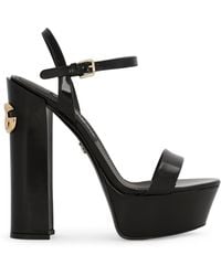 Dolce & Gabbana - Leather Platform Sandals 105 - Lyst
