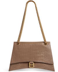 Balenciaga - Medium Croc-embossed Leather Crush Shoulder Bag - Lyst