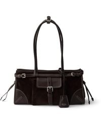 Prada - Medium Bonnie Corduroy And Leather Top-Handle Bag - Lyst