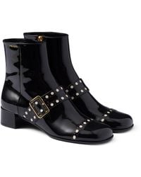 Prada - Patent Leather Ankle Boots - Lyst