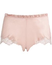 Carine Gilson - Silk Lace-Trim Louise Shorts - Lyst
