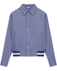 Loewe - Wool-Blend Stripe-Trim Shirt Jacket - Lyst