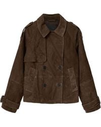 AllSaints - Suede Reya Mackintosh Jacket - Lyst