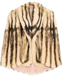 Valentino - Fur Striped Oversized Cape - Lyst