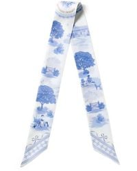 Aspinal of London - Silk Landscape Skinny Scarf - Lyst