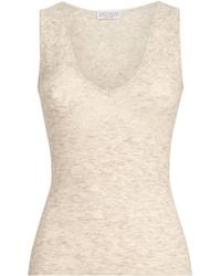 Brunello Cucinelli - Silk-Alpaca-Wool Lace-Detail Top - Lyst