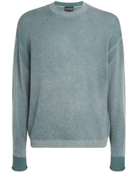 Emporio Armani - Wool-Cashmere Contrast-Stitch Sweater - Lyst