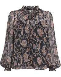 Veronica Beard - Stretch-Silk Paisley Hickory Blouse - Lyst