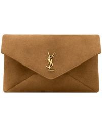 Saint Laurent - Large Suede Cassandre Envelope Pouch - Lyst