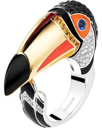 Boucheron - White Gold, Yellow Gold And Diamond Animaux De Collection Toucan Ring - Lyst