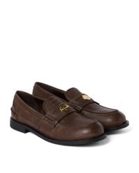 Miu Miu - Leather Distressed Penny Loafers - Lyst