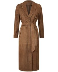 Max Mara Suede Midi Coat - Natural