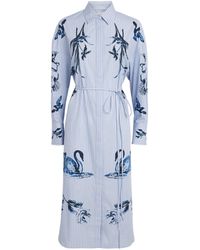 Erdem - Floral Stripe Midi Shirt Dress - Lyst