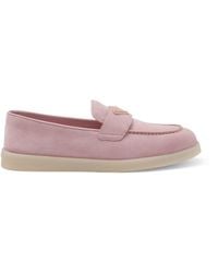 Prada - Suede Triangle Loafers - Lyst
