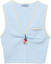 Prada - Cotton Bouclé Charm Crop Top - Lyst