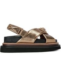 Kurt Geiger - Leather Orson Cross-Over Sandals - Lyst