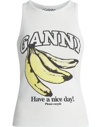 Ganni - Organic Cotton Graphic Tank Top - Lyst