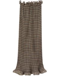Burberry Ruffle-detail Check Chiffon Pleated Skirt - Brown