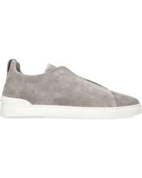 Zegna - Suede Triple Stitch Sneakers - Lyst