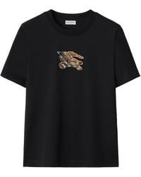 Burberry - Cotton Check Ekd T-Shirt - Lyst