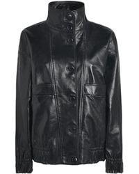 Sandro - Oversized Glossy Leather Jacket - Lyst