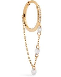 PERSÉE - And Diamond Piercing Drop Chain Single Huggie Earring - Lyst