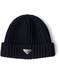Prada - Wool Logo Beanie - Lyst
