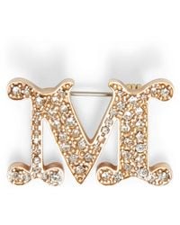 Max Mara - Embellished Monogram Brooch - Lyst