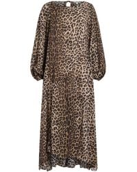 AllSaints - Jane Leopard Print Midi Dress - Lyst