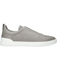 ZEGNA - Leather Secondskin Triple-Stitch Sneakers - Lyst